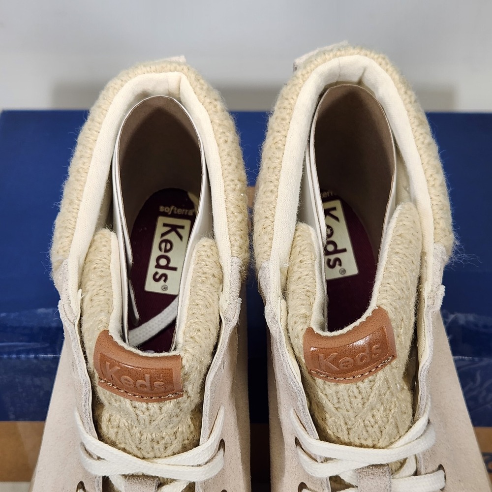 Keds Tahoe Suede Cable Knit Oat Womens Platform Sneakers WH67349 Size 11 - Picture 3 of 8